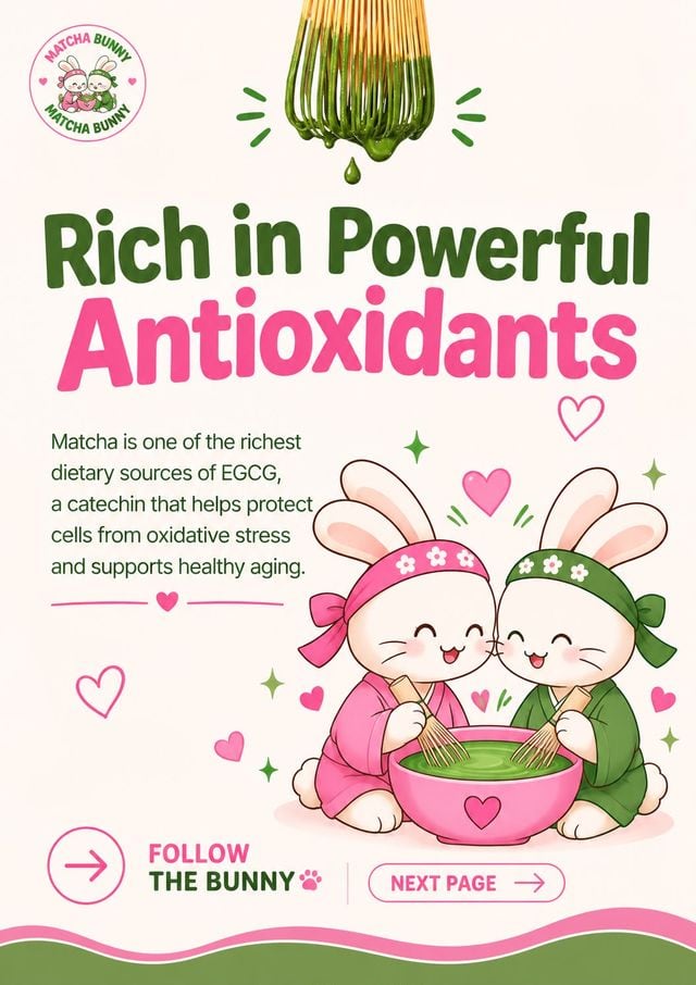 Matcha Bunny Instagram post: Rich in powerful antioxidants