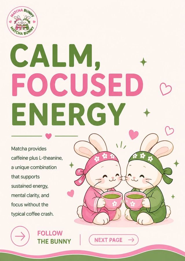 Matcha Bunny Instagram post: Calm, focused energy