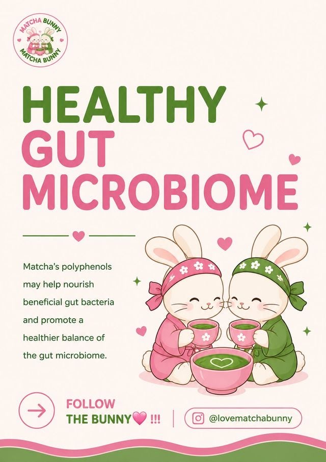 Matcha Bunny Instagram post: Healthy gut microbiome