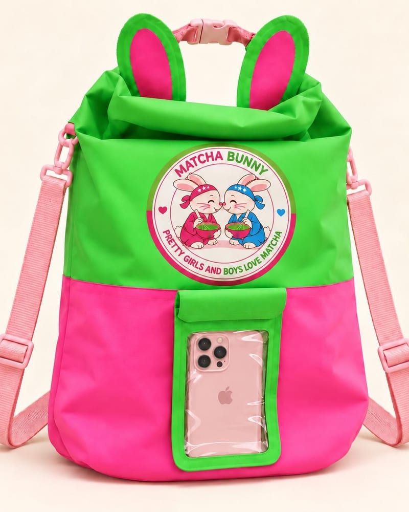 Matcha Bunny Wicklefish Bag · Float with the bunny